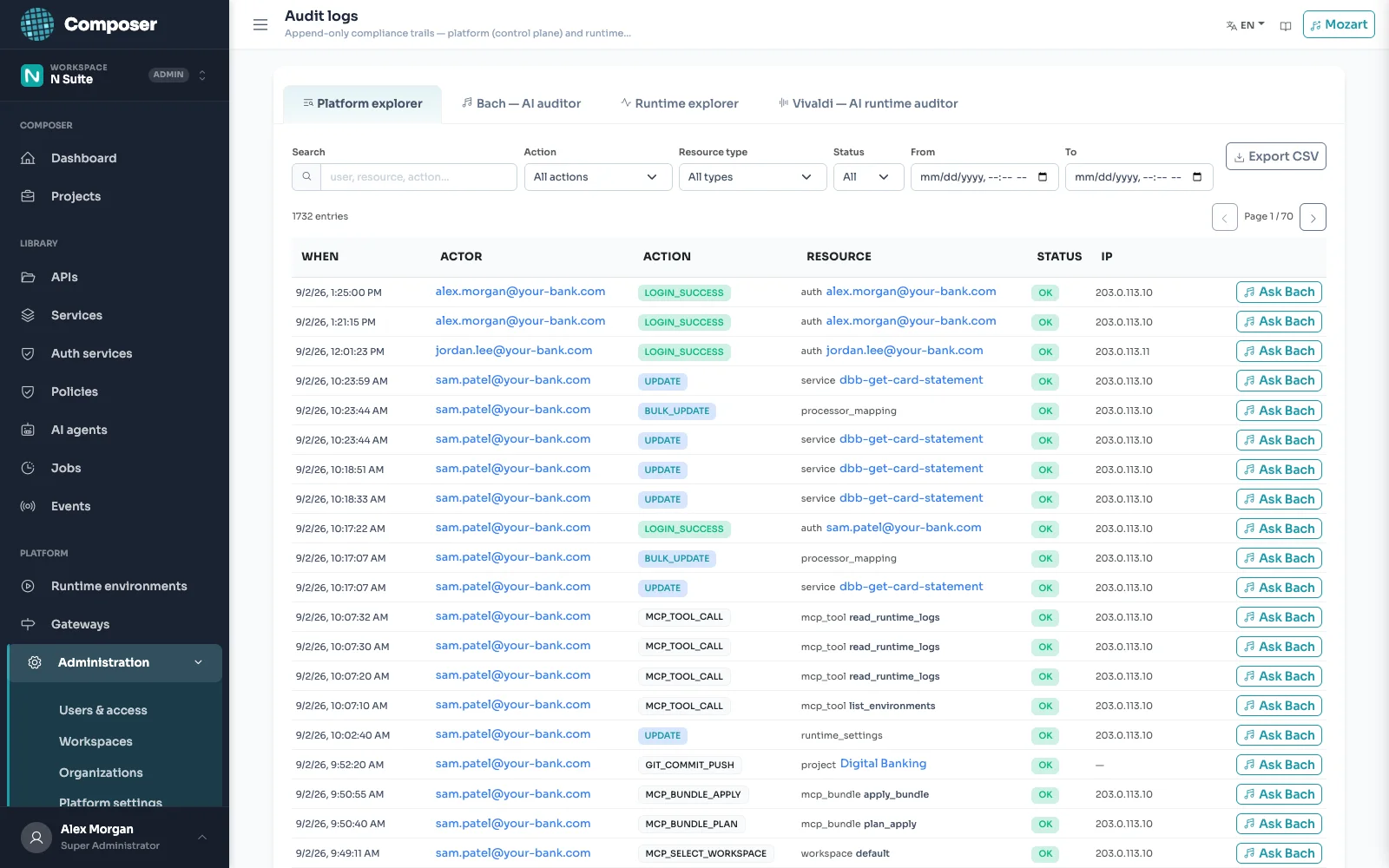 Composer audit explorer