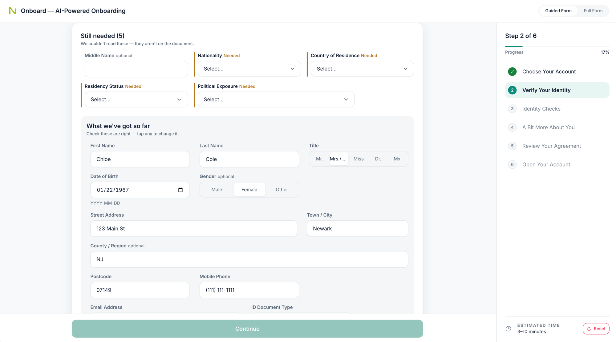 N Onboard guided onboarding